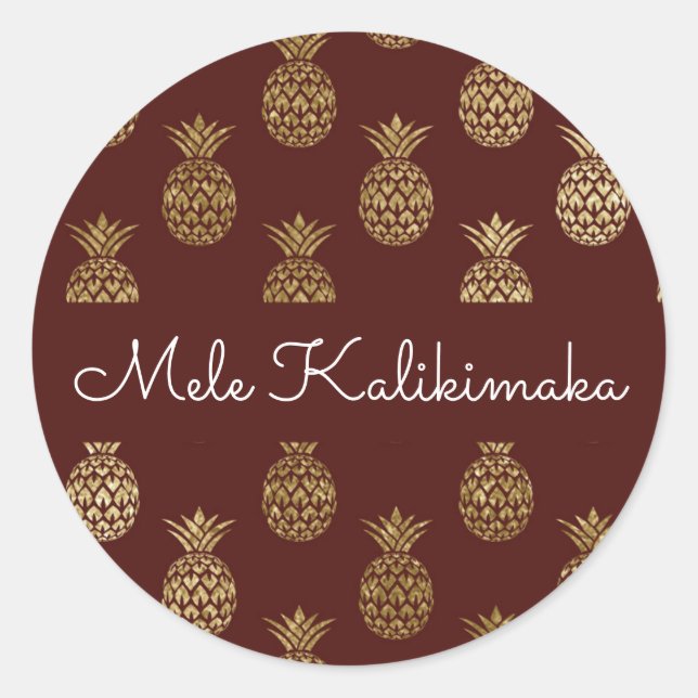 Mele Kalikimaka Pineapple Christmas Holiday Classic Round Sticker (Front)