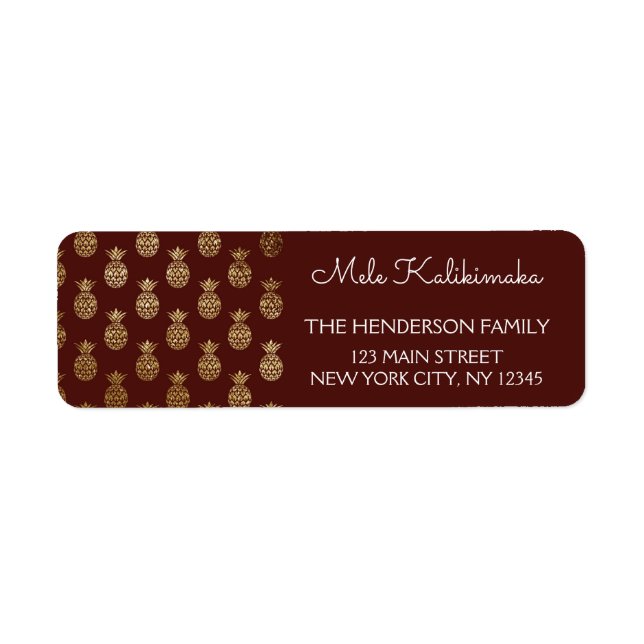 Mele Kalikimaka Pineapple Christmas Holiday Return Address Label (Front)