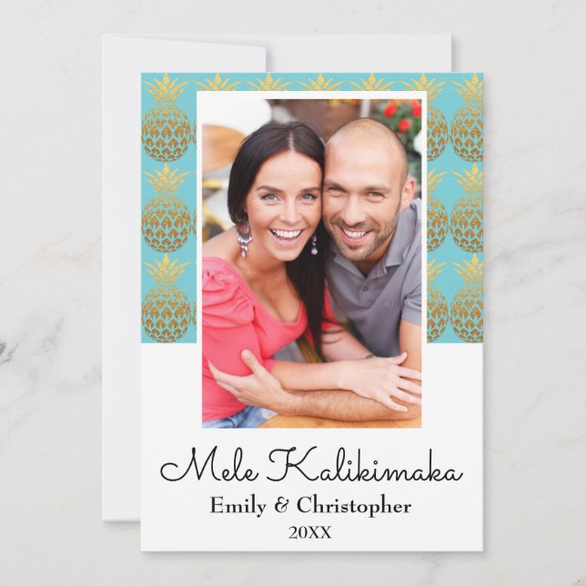 Mele Kalikimaka Pineapple Christmas Photo Card (Front)