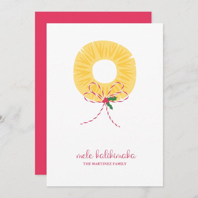 Mele Kalikimaka Pineapple Flat Holiday Card (Front/Back)