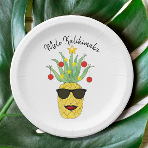Mele Kalikimaka Pineapple Paper Plate