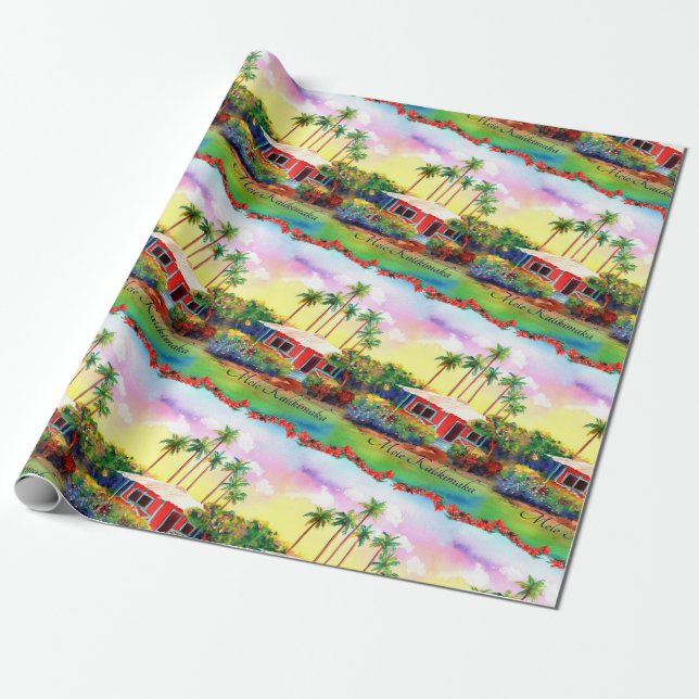 Mele Kalikimaka Plantation Cottage Wrapping Paper (Unrolled)