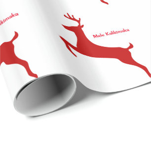 Mele Kalikimaka Red Reindeer Christmas Wrapping Paper