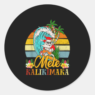 Mele-kalikimaka Retro Christmas Santa Shaka Hawaii Classic Round Sticker