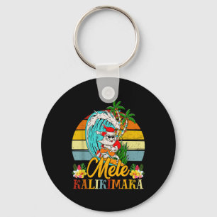 Mele-kalikimaka Retro Christmas Santa Shaka Hawaii Key Ring