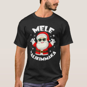 Mele Kalikimaka Retro Christmas Santa Shaka Hawaii T-Shirt