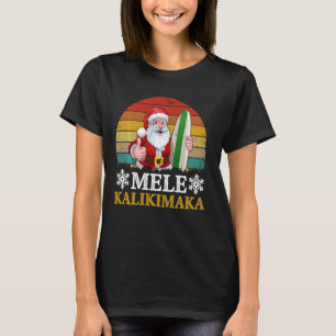 Mele Kalikimaka Retro Christmas Santa Shaka Hawaii T-Shirt