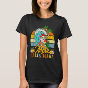 Mele-kalikimaka Retro Christmas Santa Shaka Hawaii T-Shirt