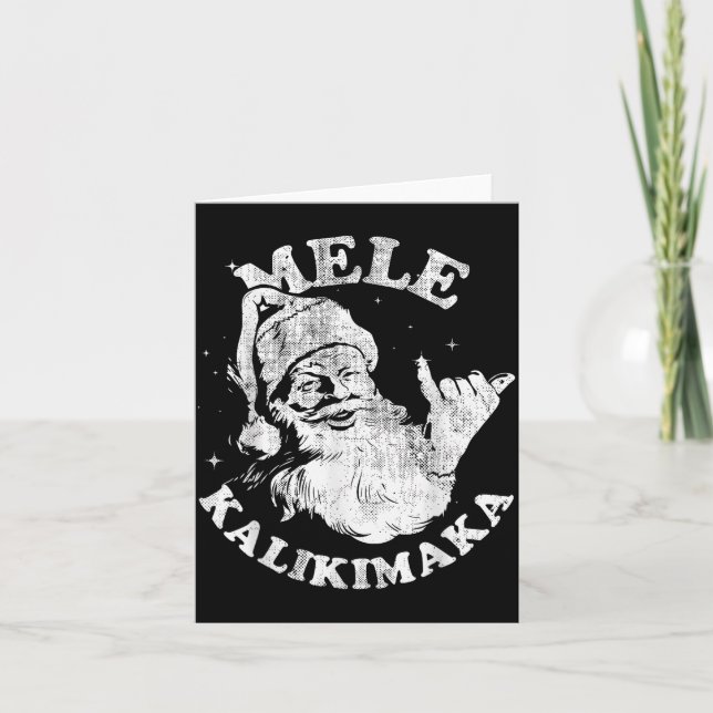 Mele Kalikimaka Retro Hawaii Santa Aloha Christmas Card (Front)