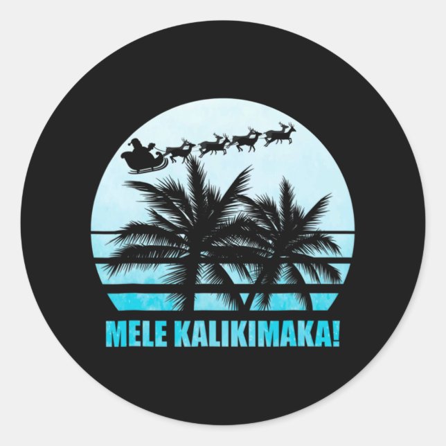 Mele Kalikimaka Retro Hawaiian Christmas Family Va Classic Round Sticker (Front)