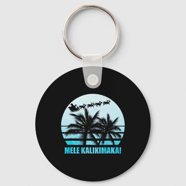 Mele Kalikimaka Retro Hawaiian Christmas Family Va Key Ring (Front)