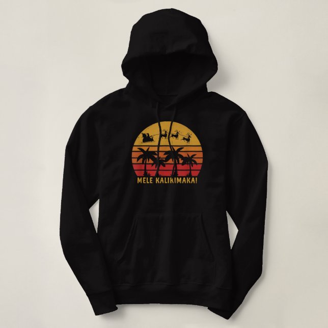 Mele Kalikimaka Retro Hawaiian Christmas Hawaii  Hoodie (Design Front)