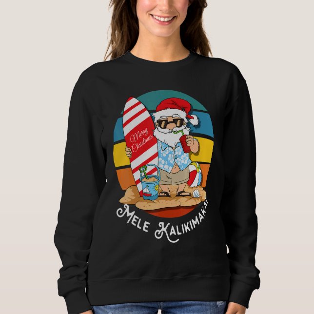 Mele Kalikimaka Retro Hawaiian Christmas In July Sweatshirt (Front)