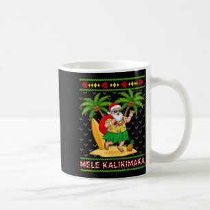 Mele Kalikimaka Retro Santa Shaka Hawaii Ugly Chri Coffee Mug