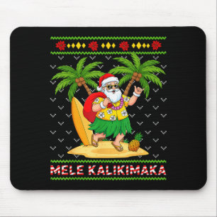 Mele Kalikimaka Retro Santa Shaka Hawaii Ugly Chri Mouse Pad