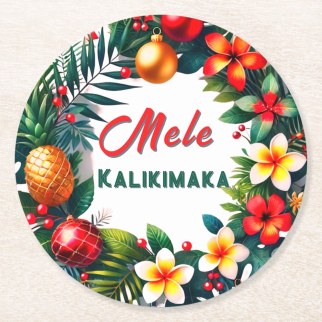 Mele Kalikimaka Round Paper Coaster (Front)