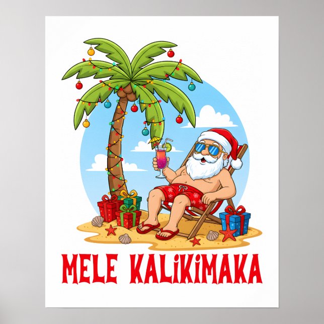 Mele Kalikimaka Santa Christmas Poster (Front)