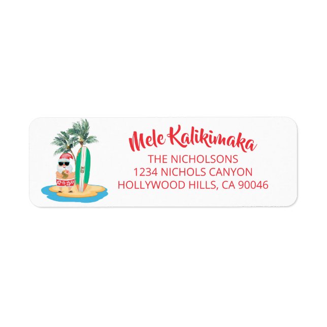 Mele Kalikimaka Santa Christmas Return Address Label (Front)