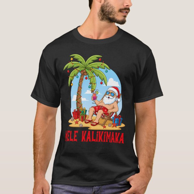 Mele Kalikimaka Santa Christmas T-Shirt (Front)
