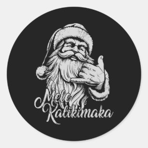 Mele Kalikimaka Santa Claus Hawaiian Christmas Haw Classic Round Sticker