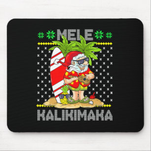 Mele Kalikimaka Santa Claus Surfer Guitar Hawaiian Mouse Pad