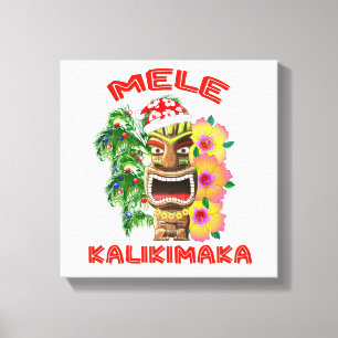 Mele Kalikimaka Santa Claus Tiki Canvas Print