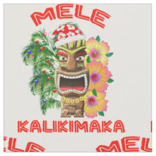 Mele Kalikimaka Santa Claus Tiki Fabric
