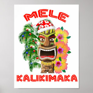 Mele Kalikimaka Santa Claus Tiki Poster