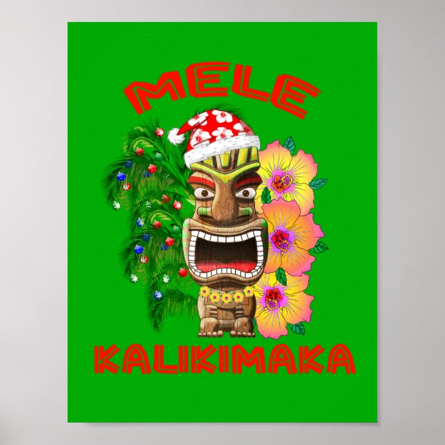 Mele Kalikimaka Santa Claus Tiki Poster (Front)