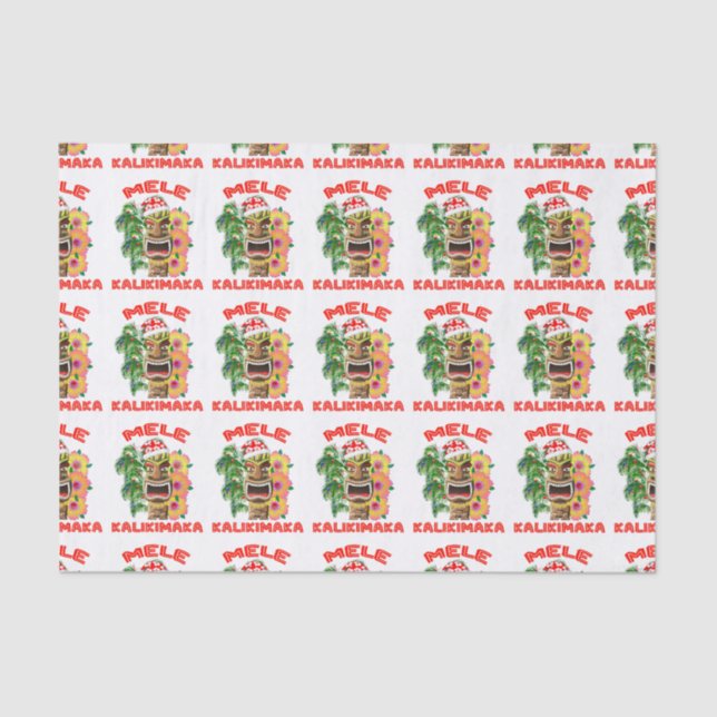 Mele Kalikimaka Santa Claus Tiki Tissue Paper (Front)