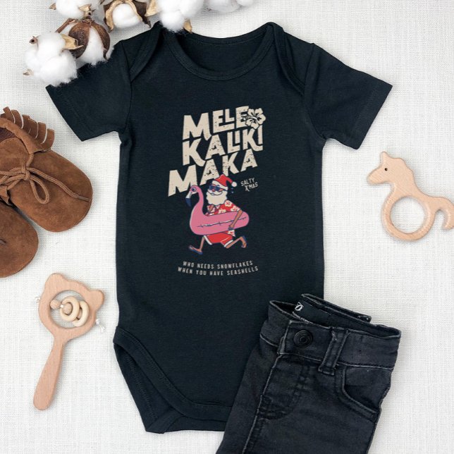 Mele Kalikimaka Santa Flamingo Christmas Getaway B Baby Bodysuit (Mele Kalikimaka Santa Flamingo Christmas Getaway B Baby Bodysuit)