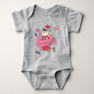 Mele Kalikimaka Santa Flamingo Christmas Getaways Baby Bodysuit