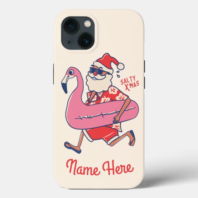 Mele Kalikimaka Santa Flamingo Christmas Getaways Case-Mate iPhone Case (Back)