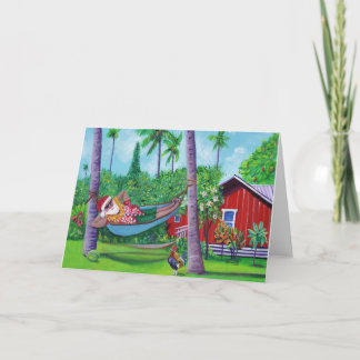 Mele Kalikimaka Santa on Vacation Holiday Card