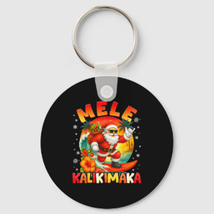 Mele Kalikimaka Santa Rock On Hawaii Christmas Xma Key Ring