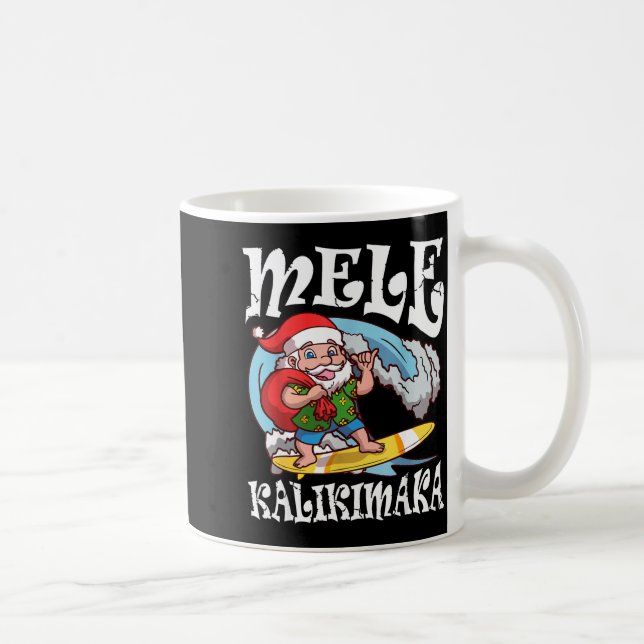 Mele Kalikimaka Santa Surfing Hawaii Christmas  Coffee Mug (Right)