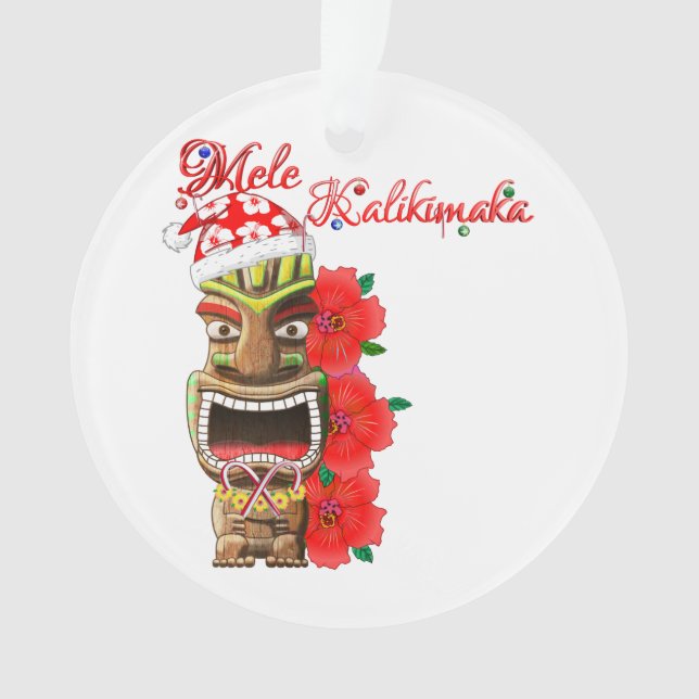 Mele Kalikimaka Santa Tiki Ornament (Front)