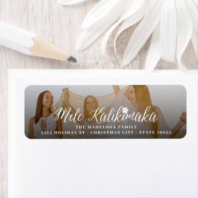 Mele Kalikimaka Script Christmas Photo Labels (Insitu)