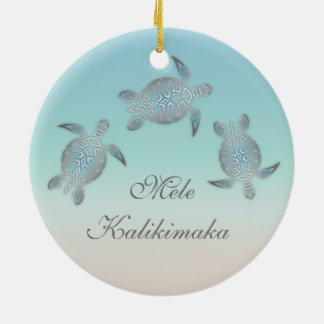  Mele Kalikimaka |  Sea Turtle Hawaiian Christmas Ceramic Ornament