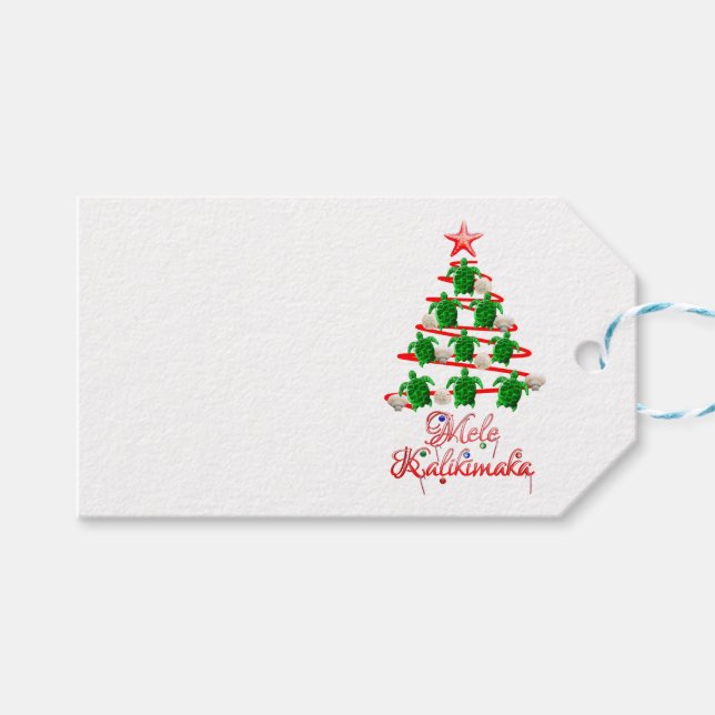 Mele Kalikimaka Sea Turtles Gift Tags (Front (Horizontal))