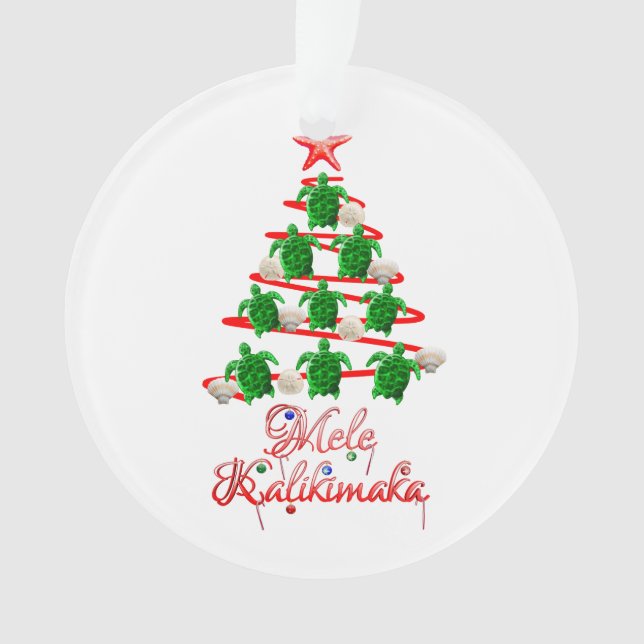 Mele Kalikimaka Sea Turtles Ornament (Front)