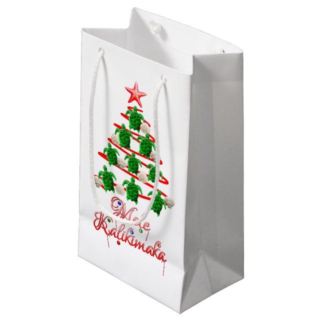 Mele Kalikimaka Sea Turtles Small Gift Bag (Front Angled)
