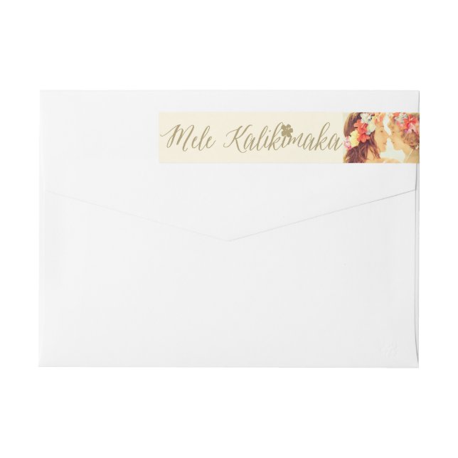 Mele Kalikimaka Simple Christmas Photo Addrress Wrap Around Label (Back)