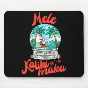 Mele Kalikimaka Snow Globe Santa Vintage Hawaiian Mouse Pad
