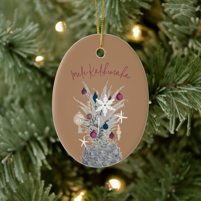Mele Kalikimaka, Sugar Plum Ceramic Ornament (Tree)