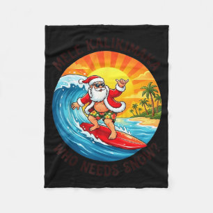 Mele Kalikimaka Surfing Santa Hawaii Holiday Funny Fleece Blanket