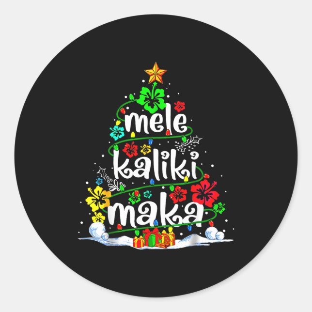 Mele Kalikimaka Trocal Christmas Hawaiian Santa Xm Classic Round Sticker (Front)