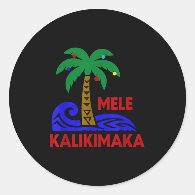 Mele Kalikimaka Trocal Holiday Palm Tree Xmas Hawa Classic Round Sticker (Front)