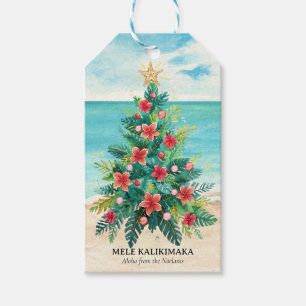 Mele Kalikimaka Tropical Beach Palm Tree Christmas Gift Tags