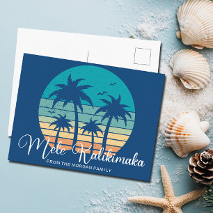 Mele Kalikimaka Tropical Beach Sunset Christmas Holiday Postcard
